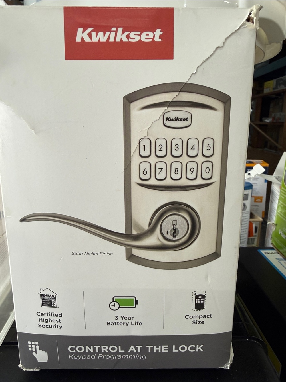 Kwikset Satin Nickel Keypad Door Lock Lever - Brushed Nickel